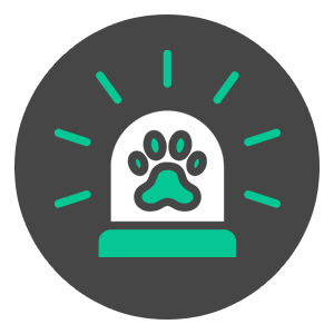 Icon of a heart with a paw print on it
